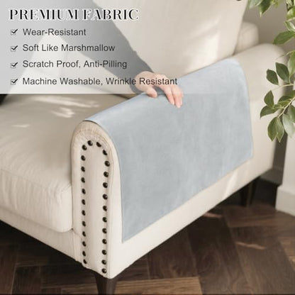 Couch Arm Covers Sofa Arm Covers Set of 2, Waterproof Couch Cover Armchair Cover for Recliner, Non Slip Sofa Headrest Covers Armrest Cover Couch Slipcover Protector, Gray - color: Grey