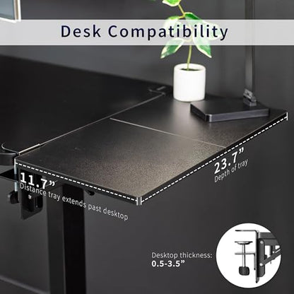 VIVO White Clamp-on 24 x 12 in Desk Extender, DESK-EXT24W | Foldable, Wrist Support Arm Rest, Office Keyboard Tray, Side Table Extension Attachment