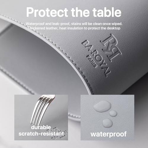 Baroyal Faux Leather Placemats Set of 6 Vinyl Washable Wipeable Table Mats for Kitchen Dining Table Heat Resistant Waterproof Modern Indoor/Outdoor Placemats Non-Slip Easy Clean Place Mats (Gray) - color: B-gray