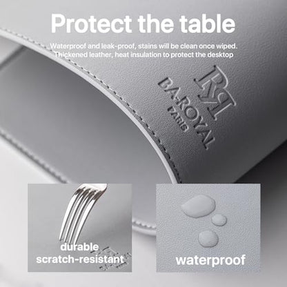 Baroyal Faux Leather Placemats Set of 6 Vinyl Washable Wipeable Table Mats for Kitchen Dining Table Heat Resistant Waterproof Modern Indoor/Outdoor Placemats Non-Slip Easy Clean Place Mats (Gray) - color: B-gray