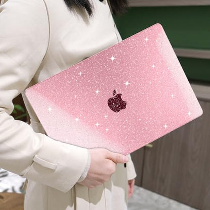 MEEgoodo Case for MacBook Air 13 inch 2021 2020 2019 2018 Released A2337 M1 A2179 A1932 with Touch ID, Thin Soft PC Hard Shell with Keyboard Cover Compatible with MacBook Air Case 13.3, Glitter Pink - color: Glitter Pink