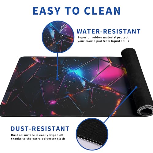 Stylish Geometric Mouse Pad Abstract Black Mouse Pad 31.5x11.8 Inch Geometric Texture Non-Slip Rubber Base Large Mousepad Stitched Edges Keyboard Mouse Mat Desk Pad for Office and Home - color: Stylish Geometric