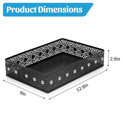 Desk Tray Organizer Mesh File Basket, Office Drawer Metal Trays Organizing Storage Box, Desktop Paper/Letter Tray for Office Home Makeup & Vanity, Black, Pattern 2# - style: Pattern 2#