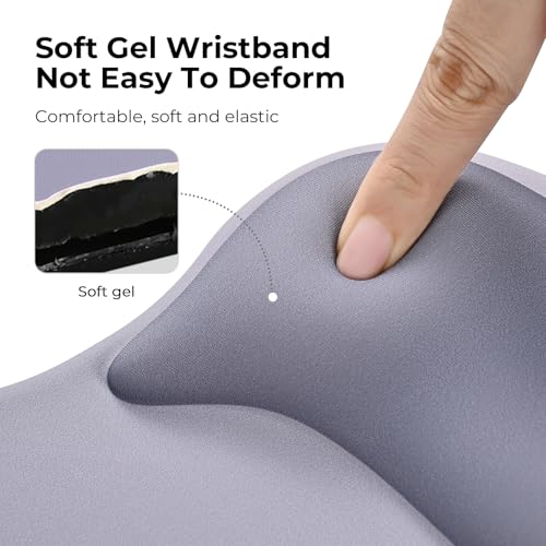 EooCoo Ergonomic Mouse Pad with Gel Wrist Rest Support Middle Concave Design, Relieve Wrist Pain Mousepad, Non-Slip Base for Laptop, Computer, Office Desk Accessories, Carpal Tunnel Syndrome Grey - color: Grey