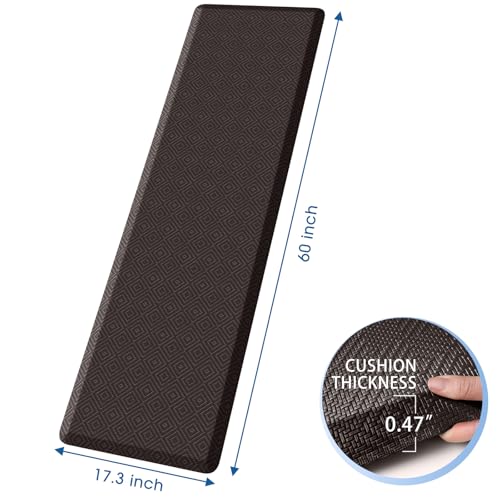 Mattitude Kitchen Mat Cushioned Anti-Fatigue Floor Mat Water Resistant Non-Slip Mats and Rugs Standing and Comfort Desk Mats for House Sink Office Laundry (Chocolate, 17.3"x60") - color: Chocolate, size: 60"L x 17.3"W x 0.5"Th