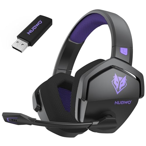 NUBWO Wireless Gaming Headset with Mic for Ps5 Ps4 PC, Zero Interference, 100-Hour Battery All-Day Play, 23ms Sync for Fortnite & Call of Duty/FPS Gamers, Triple Mode All Devices Compatible - Purple - color: Purple