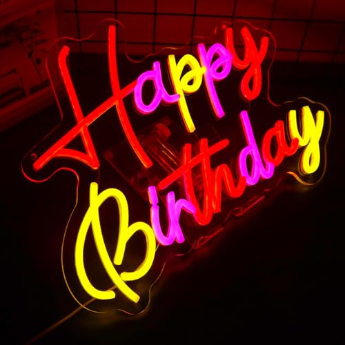 Happy Birthday Neon Signs for Wall Decor，Led Neon Light for Bedroom，Christmas Birthday Party decorations Gifts - style: Happy Birthday001