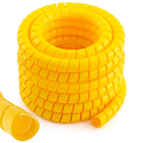 1 Pcs Spiral Wrap Cable Protector, Safe 1.25" Od x 40' Pre Cut Lengths Hydraulic Hose Protector Wrap to Avoid Wear and Extend Life for Hydraulic Pneumatic Hoses(Yellow) - color: Yellow, size: 1.25" Od X 40'