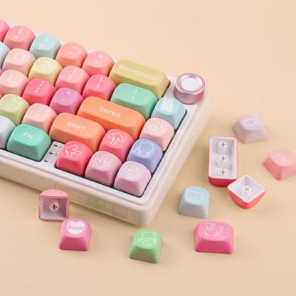Tsungup PBT MOA Keycaps126 Keys Cute Gummy Bear Rainbow Candy Custom Keycaps 100 Percent Keyboard,Dye Sublimation Keycap Keyboard Keycap Set for MX Switches Mechanical Keyboard(only keycap) - color: Rainbow Candy