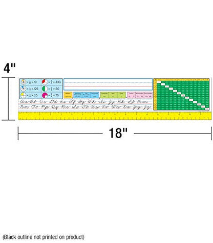 Carson Dellosa Traditional Cursive Manuscript – Student Nameplate With Alphabet, Ruler, Fraction Chart, Multiplication Table For Homeschool or Classroom (36 pk) - style: Cursive Traditional