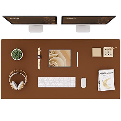 K KNODEL Large Office Leather Desk Mat, Mouse and Keyboard Pad, Computer and Laptop Mat, Desktop Protector and Cover, Writing Pad and Blotter (47.2"x23.6", Brown) - color: Brown, size: 47.2" x 23.6"