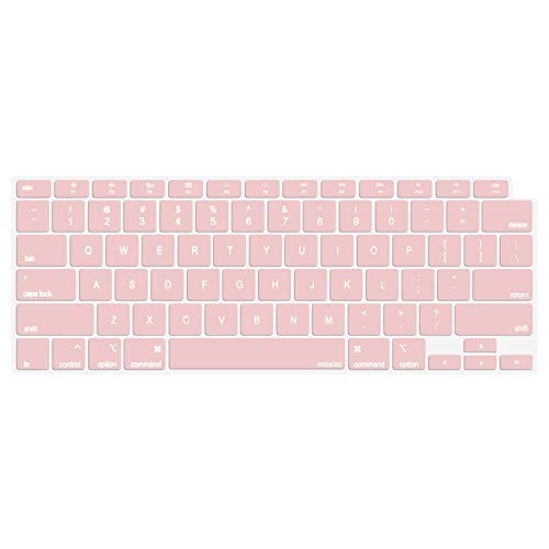 MOSISO Keyboard Cover Compatible with MacBook Air 13 inch 2022 2021 2020 Release A2337 M1 A2179 Retina Display with Touch ID Backlit Magic Keyboard, Waterproof Protective Silicone Skin, Rose Quartz - color: Rose Quartz