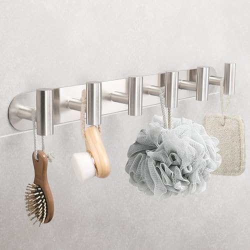 Coat Hook Rack, Wall Mounted Coat Rack with 12 Hooks, Heavy Duty Towel Hook Rack Wall Hooks for Hanging Coat, Stainless Steel Coat Hanger for Bathroom Entryway Mudroom(Brushed Nickel) - color: Brushed Nickel, size: 12 Hook