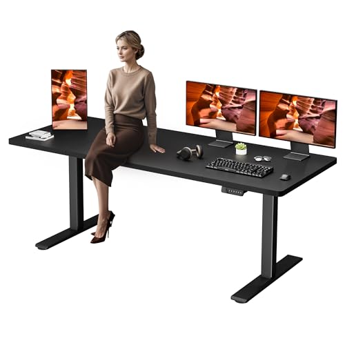 Dual Motor Standing Desk, Large Stand Up Desks, 79x31 Inches Electric Sit Stand Desk, 4 Memory Preset Adjustable Height Home Office Desk (Black) - color: Black, size: 7931