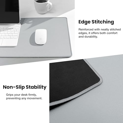 ALOANES Waterproof Gaming Mousepad Large Mouse Mat Non-Slip Rubber Base | Desk pad Keyboard Desk Mat for Computer, Office Home, Gray Mat Large(27.6"x11.8"x0.12") - color: 00- Gray, size: 27.6L x 11.8W inches