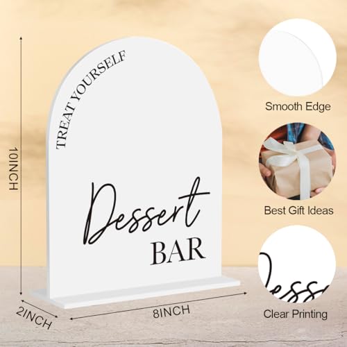Dessert Bar Sign, Treat Yourself Dessert Bar Sign Wedding Engagement Bridal Shower Decor for Ceremony Party Reception Table Desk Decor Acrylic Sign 8 x10 Inch - color: Dessert Bar 8×10