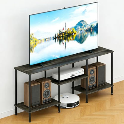 50 Inch TV Stand for Living Room Small Entertainment Center with Open Storage Shelves,3 Tier Bedroom TV Console Table for 50 43 40 32 inch TV, Dark Grey - color: Dark Grey