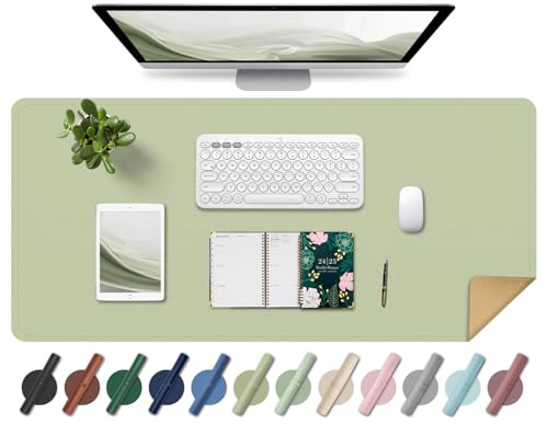 Non Slip Desk Mat, 31.5" x 15.7" PU Leather Desk Pad, Cork Desk Mat for Desktop, Desk Pad for Keyboard and Mouse, Ideal for Office and Home, Matcha - color: Matcha, size: 15.7" x 31.5"