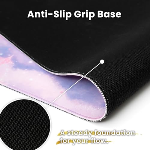 BELLEMOND Japanese Art Desk Mat | Large 31.5x11.8in Anime Mouse Pad for Keyboard & Mouse | Non-Slip Base, Water-Repellent | Original Japanese Design | Moonlit Pastel Cosmos - color: Moonlit Pastel Cosmos