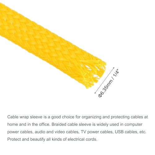 uxcell Expandable Sleeving, 1/4-inch 100ft Cable Sleeve, Yellow - color: Yellow, size: 1/4" x 100 Ft
