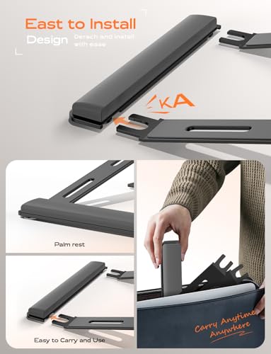 LOXP Laptop Stand for Desk, Metal Laptop Stand with Wrist Support, Ergonomic Detachable Laptop Riser, Aluminum Lectern, Computer Stand for MacBook Air Pro, HP, Dell, XPS, HP (10-17") Laptops - Black - color: Black