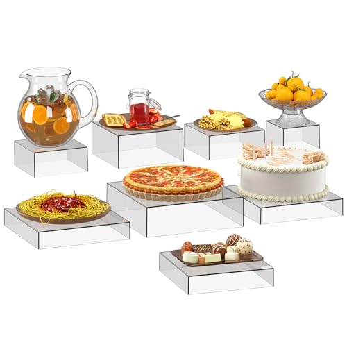 8 Pcs Clear Acrylic Boxes for Display as Buffet Risers and Stands, Food Risers for Party, Table, Stands, including 12", 11", 10.5", 9.5", 8.5", 7.5", 6.8", 5" (Extra Large, 8Pcs, Clear) - size: Extra Large, 8Pcs, Clear