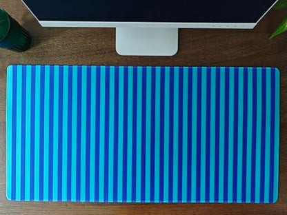 Blue Teal Striped Desk Mat Cute Pastel XXL Large Gaming Mouse Pad Desk Pad Kawaii Aesthetic Home Office Decor Cozy Keyboard Laptop Computer Mat - color: A6- Blue Teal