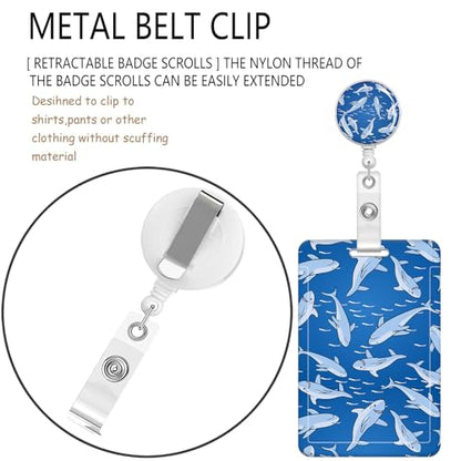 ID Badge Holder with Lanyard Fashionable ID Card Holders with Retractable Lanyards Soft Fiber Metal Clip Sturdy Buckle for Key Wallet Work Nurse Teacher (Cute Shark) - color: Cute Shark