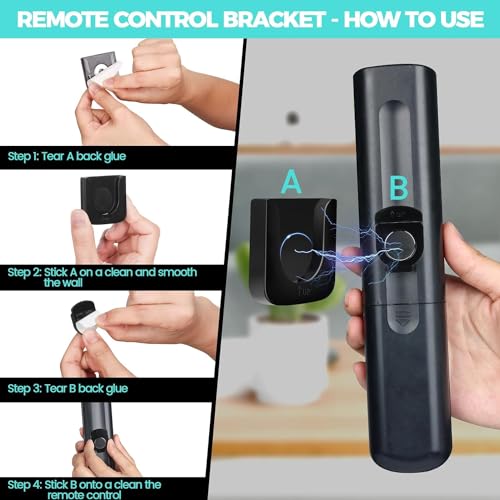 6-Piece Magnetic Remote Control Holder Wall Mount - Self Adhesive Suitable for Tv Backside as Well as Tv Fan and Air Conditioner Remote Controls - color: Black