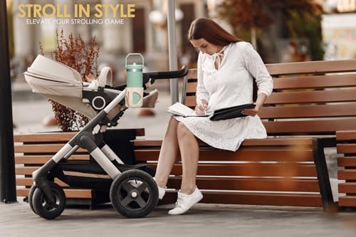 New Stroller Cup Holder for Stanley Quencher H2.0 (30 & 40 Oz. Models), Also Compatible with Stanley IceFlow (20 & 30 Oz. Models) - Almond White - color: Almond White