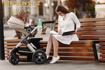 New Stroller Cup Holder for Stanley Quencher H2.0 (30 & 40 Oz. Models), Also Compatible with Stanley IceFlow (20 & 30 Oz. Models) - Almond White - color: Almond White