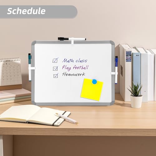 VUSIGN Small White Board Dry Erase, 14'' x 11'' Magnetic Dry Erase Board, Mini Whiteboard with Markers for Students, Fridge, Wall, Locker - color: C-sliver2 1 Pack