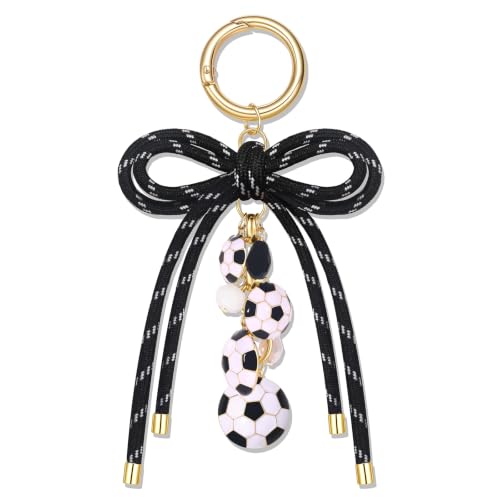 PHALIN Football Baseball Basketball Golf Bag Charms Keychain for Women Men Bow Purse Charm Sport Mom Gifts - style: Soccer-5