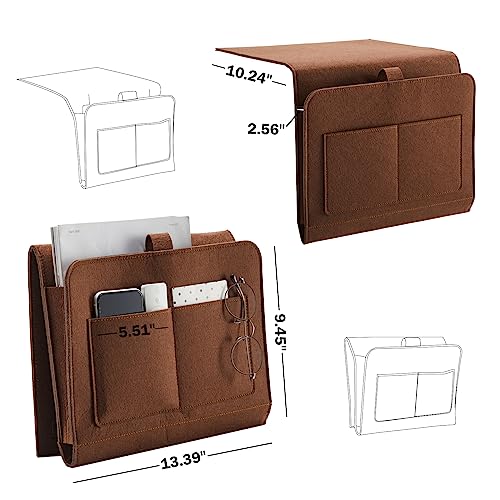 YOUDENOVA Bedside Caddy, Bedside Organizer for Dorm Room, Bunk Bed, Brown - color: Brown