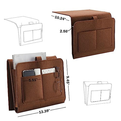 YOUDENOVA Bedside Caddy, Bedside Organizer for Dorm Room, Bunk Bed, Brown - color: Brown