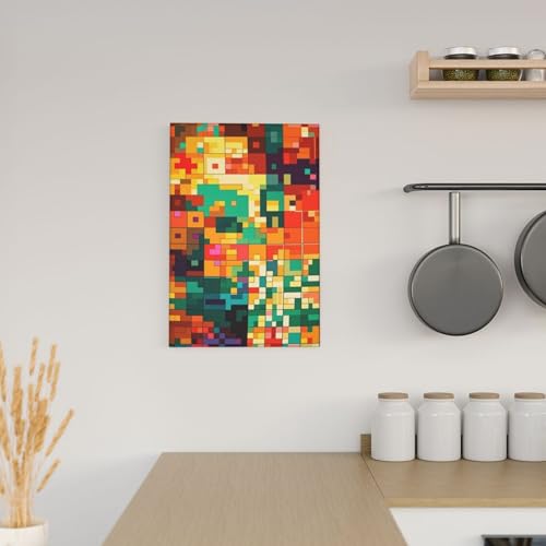 Pixel Art Pattern Wall Art Posters Modern Prints Painting Framed Pictures Artwork Decoration For Living Room Kitchen Bathroom Office Ready To Hang 8"X12" - size: 8"x12"