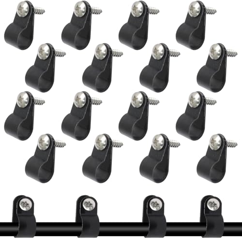 100 Pcs 3/8 Inch Black Nylon Screw Mounting R-type Cable Clip Wire Clamp, 10.4mm Cable Clip Wire Clamp for Wire Management, Stainless Steel Screws Included - color: 100 Pcs Black, size: 3/8