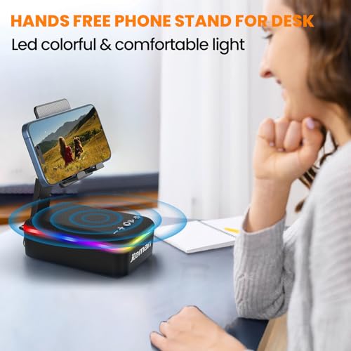 JTEMAN Gifts for Men Women,Cell Phone Stand with Bluetooth Speaker,LED Light,and Lanyard,Cool Tech Gadgets,Unique Birthday Gifts for Men Husband Mom Dad - color: Black