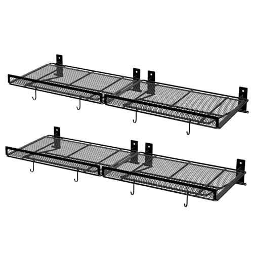 BABKAS 4 Pack Garage Wall Shelving,16.5" x 12.2" Garage Shelving Wall Mounted for Garage, Office,Laundry Room,Basement,Closet and Kitchen, Holds Up to 320 Lbs