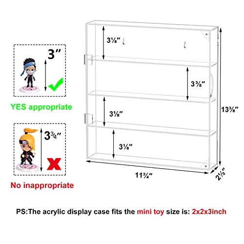 AITEE Acrylic Display Case for Mini Funko Pop Figures, Clear Wall Mounted or Desktop 4 Layer Storage Box Cabinet Organizer for Mini Toys, Collections or Stone - size: 4-Layer