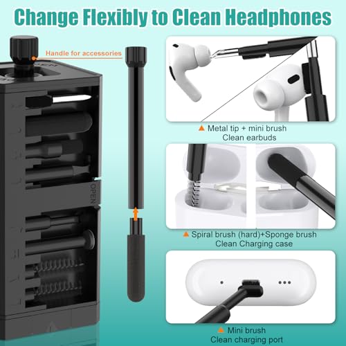 VICHYIE Keyboard Cleaning Kit with Brush, Computer Laptop Cleaner Kit, Phone Cleaning Tool, Multi-Function Cleaner Kit for Earbuds, Cellphones, PC, Screens, Camera Lens, Electronics Devices (Black) - color: Black
