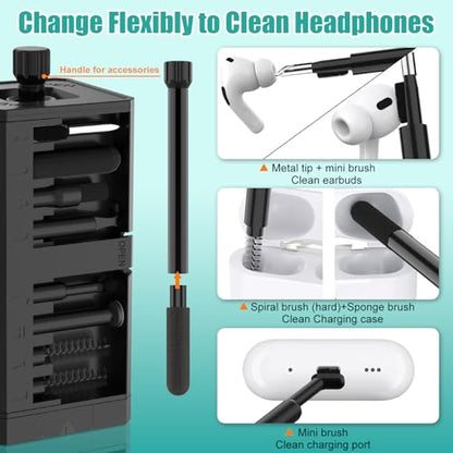 VICHYIE Keyboard Cleaning Kit with Brush, Computer Laptop Cleaner Kit, Phone Cleaning Tool, Multi-Function Cleaner Kit for Earbuds, Cellphones, PC, Screens, Camera Lens, Electronics Devices (Black) - color: Black