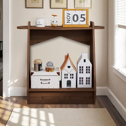 Pmnianhua Wood Console Table, 2-Tier Accent Storage Sofa Table, Wooden Farmhouse Entryway Organizer Shelf for Entrance, Hallway, Living Room, Bedroom(White)