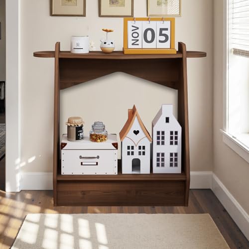 Pmnianhua Wood Console Table, 2-Tier Accent Storage Sofa Table, Wooden Farmhouse Entryway Organizer Shelf for Entrance, Hallway, Living Room, Bedroom(White)