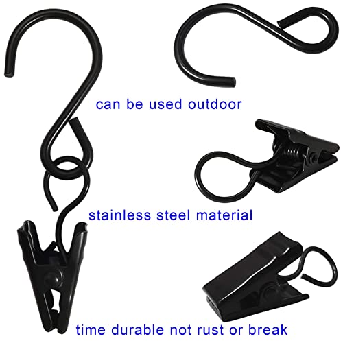 Stainless Steel S Hooks Curtain Clips, 50 Pack Hanging Party Lights Clips Hangers Gutter Photo, Art Craft Display, 2.4 Inch Long, Black - color: 2.4 Inch Long Black