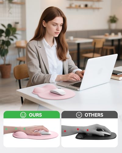 Mouse Pad with Wrist Rest, Ergonomic Mouse Pads for Desk, Office Non-Slip Mousepad with Gel Wrist Support(Light Pink, 10.6''L x 9''W) - color: Light Pink