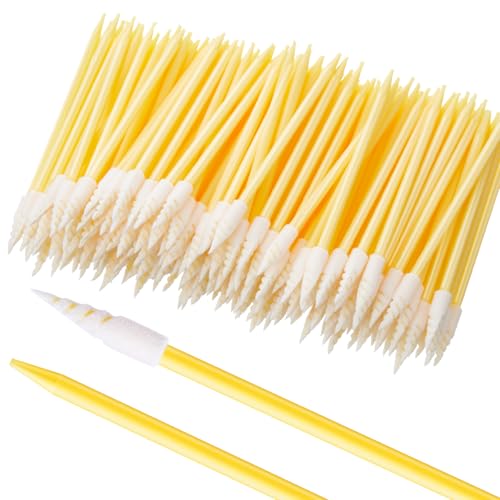 Chinco 200 Pcs Cleaning Swabs 2.56 Inch Sponge Tip Swabs Sticks for Printer Heads, Scanners, Camera Lenses, Chip Hard Disk Industries, Optical Lenses and Optical Equipment Makeup(Yellow) - color: Yellow