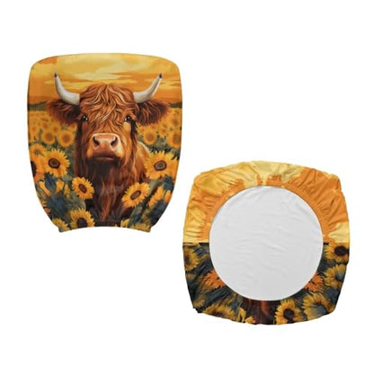 Highland Cow Office Chair Covers Stretchable Desk Accessories Universal Split Rotating Swivel Chair Slipcover Protector Computer Office Chair Seat Cover 2 Piece Office Gifts for Women Men - color: Highland Cow