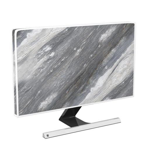 Abstract Grey Marble Computer Monitor Cover 26, 27, 28 Inch Decorative Aesthetic Waterproof Computer Cover for Home Office Monitor Accessories Laptop TV LCD Screen Decoration for Tablet - color: grey, size: 26-28 Inch