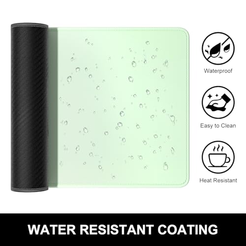 Hsurbtra Desk Pad, 32" x 16" Premium-Textured Desk Mat, Stitched Edge Anti-Slip Waterproof Rubber Mouse Pad, L Extended Computer Mat for Office Gaming Laptop Keyboard Lake Green - color: Lake Green, size: L Deskpad (32" x 16")